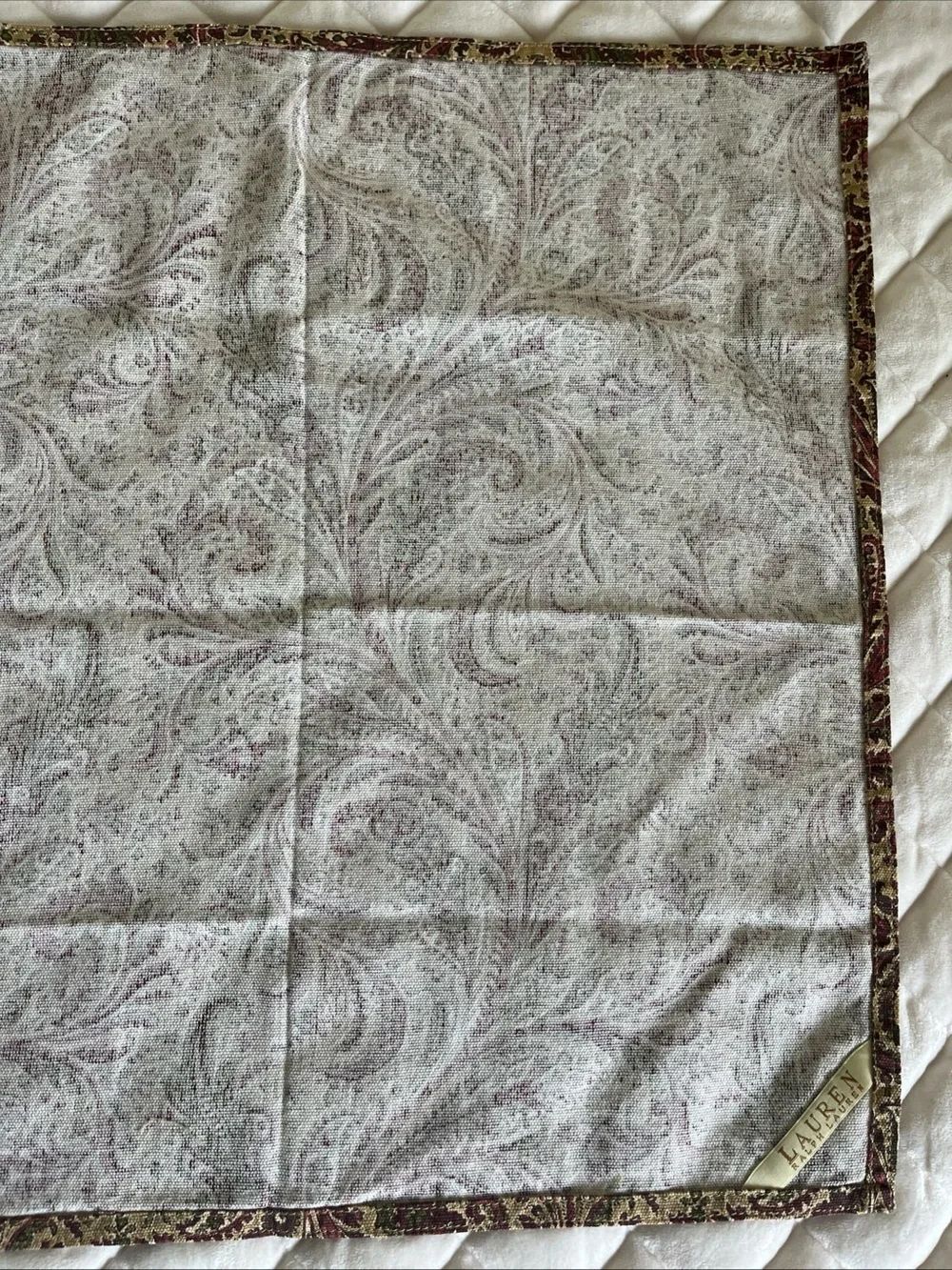 Ralph Lauren Burgundy and Gold Paisley Cloth Napkins